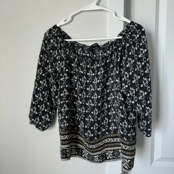 Madewell Gardenhouse Off the Shoulder Top Size Small 100% Silk Boho Floral - Picture 3 of 11